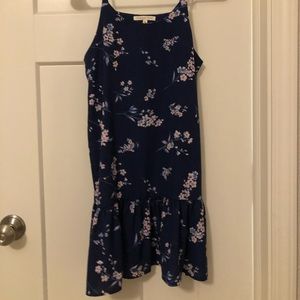 Copper Key dress,  navy blue with flower designs.
